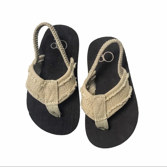 Ocean Pacific OP Beige Canvas Frayed Flip Flop Sandals - Picture 8 of 8
